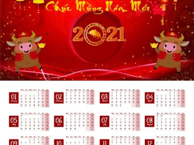 Tải miễn phí vector bộ số lịch âm dương Trâu vàng Tết 2021