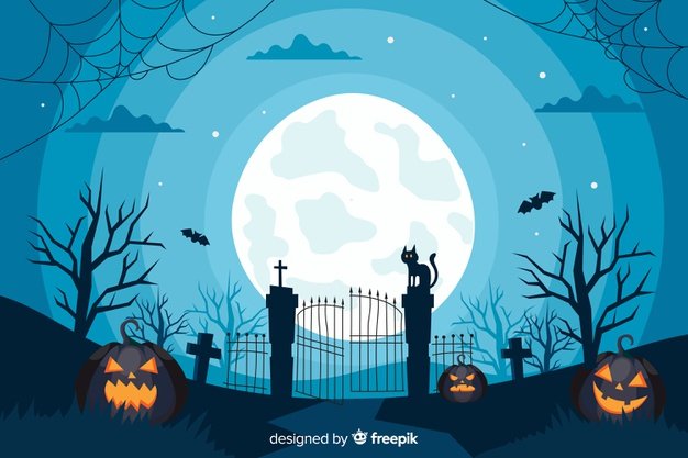 Flat design halloween gate background
